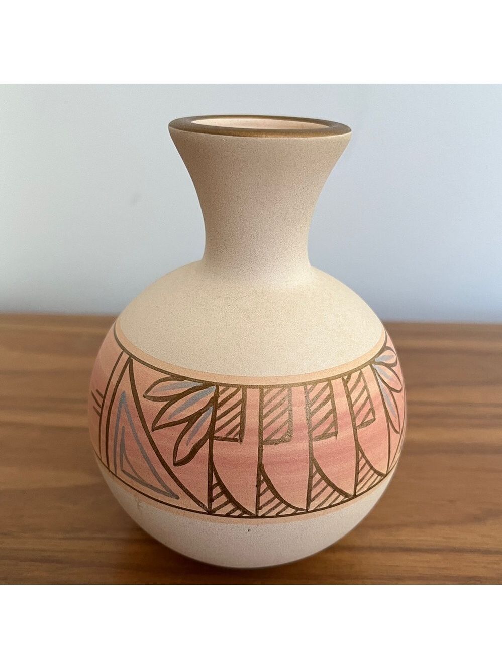 NANDI Original Signed Small Vase Pueblo Pottery Pastel Neutral Southwestern